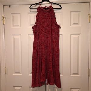 WHO WHAT WEAR midi pink leopard halter top dress